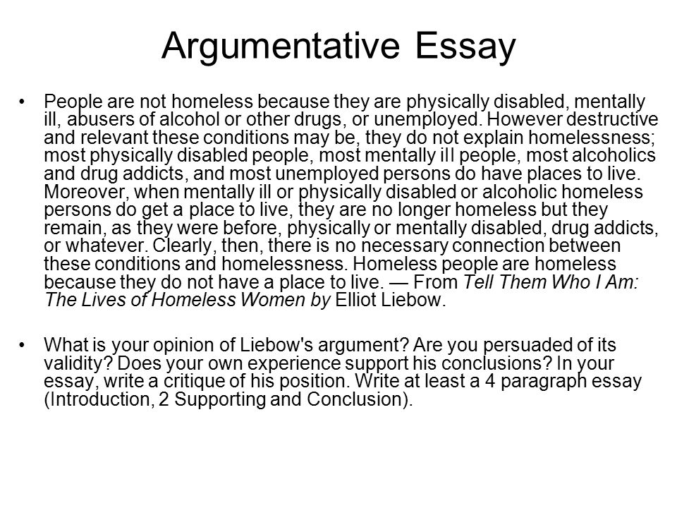 Descriptive essay describing a person homeless